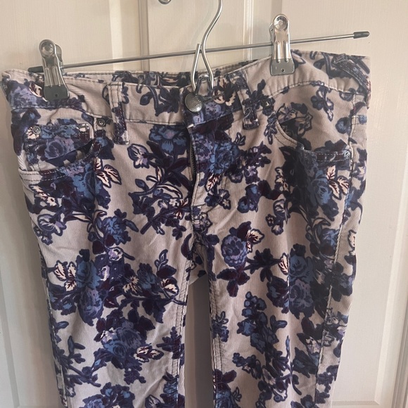 Free people, corduroy, floral printed pants, hip huggers - Picture 2 of 6